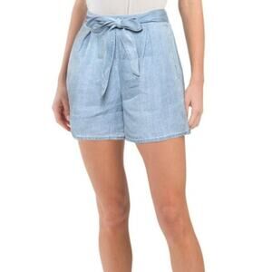 New Telluride High Rise Tie-Front Soft Lightweight Stretch Denim Flowy Shorts